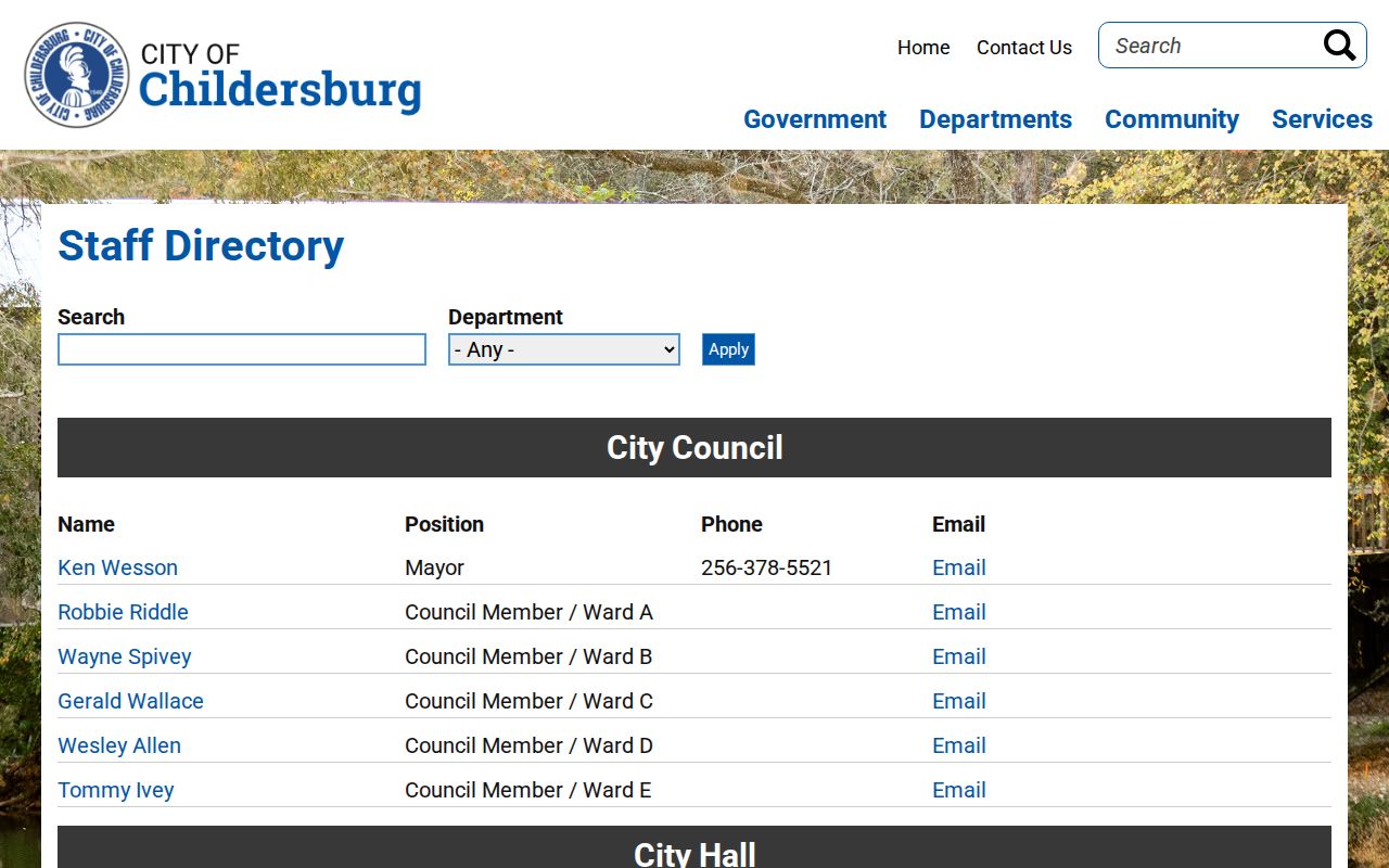 Official city directory used to verify Oxford warrant records contacts